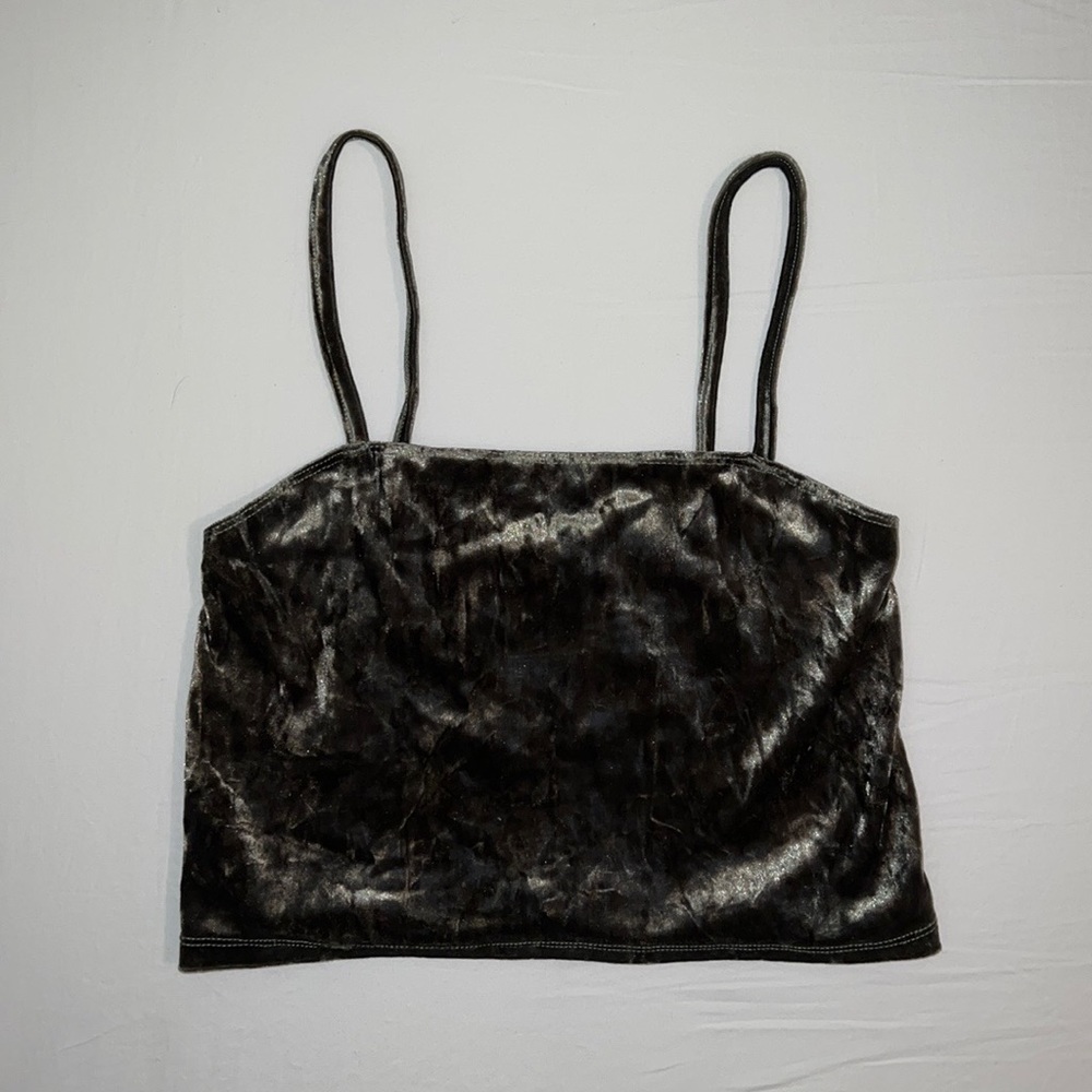 Green velvet crop top